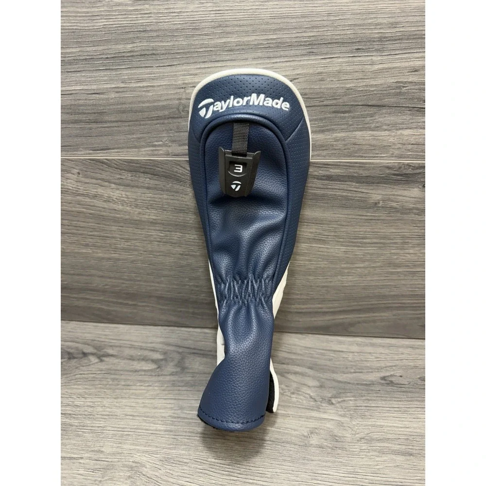 TaylorMade QI10 Wood Head Cover White Navy Blue Golf Synthetic Leather